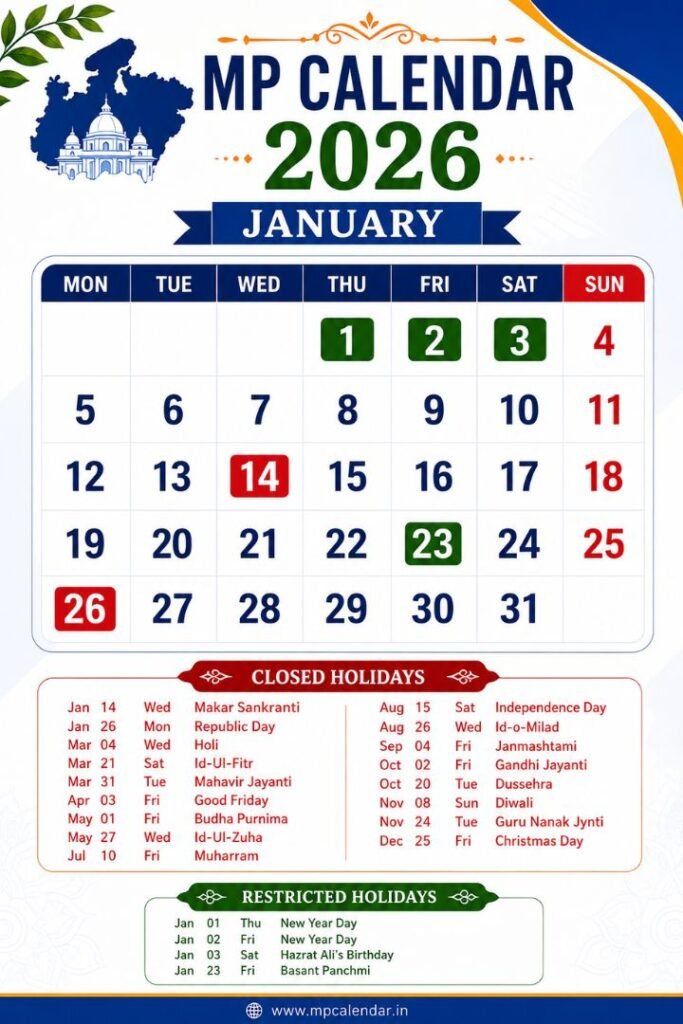 MP Calendar 2026 January