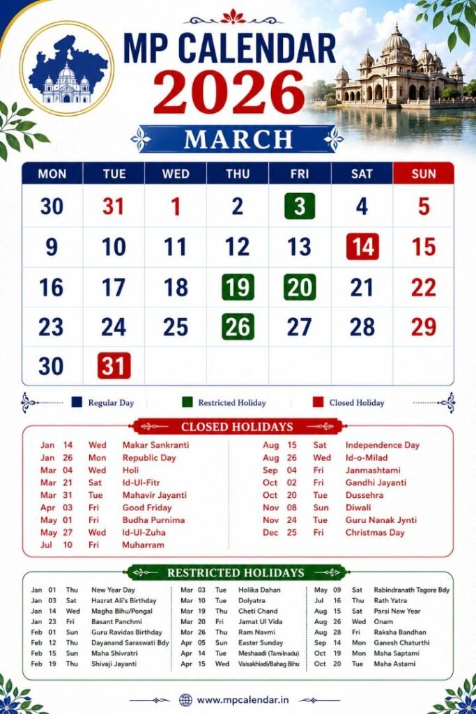 MP Calendar 2026 March