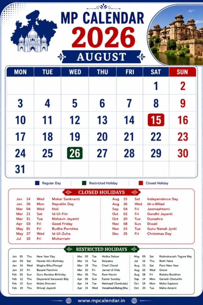 MP Calendar 2026 August