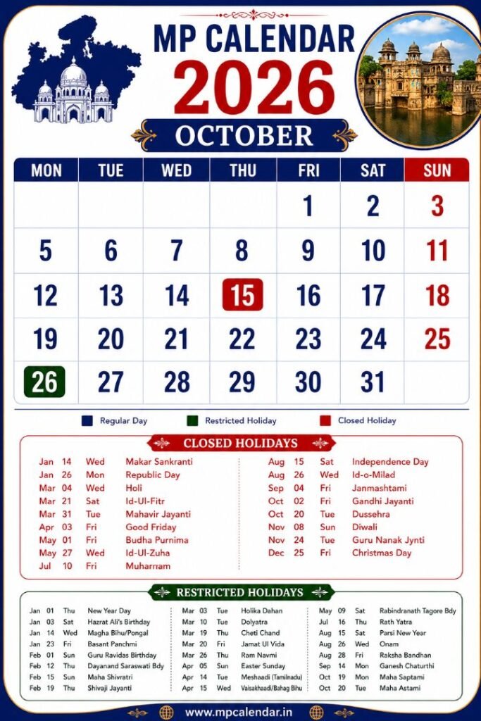 MP Calendar 2026 October